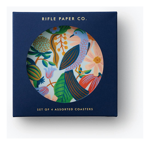 Rifle Paper Co. Dovecote - Juego De 4 Posavasos De Capas Do.