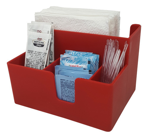 Kit 10 Porta Sachê Preto Guardanapos Açúcar Organizador Mesa Cor Vermelho