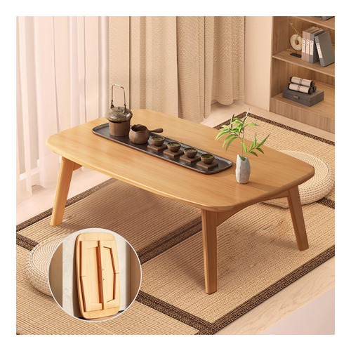 Mesa De Café De Piso Japonesa De Rzoizwko, Mesa De Madera De