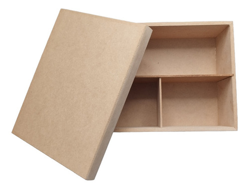 Caixa Em Mdf Cru 22x17x8 Com 3 Divisórias Presente Artesanal