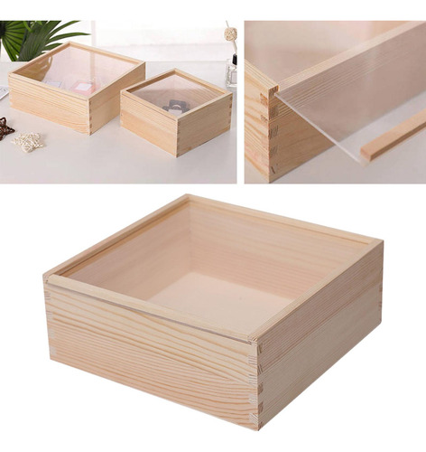 Caja De Almacenamiento De Madera, Contenedor 20cmx20cmx8cm