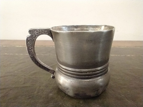 Imagen 5 de 7 de Antigua Medida De Whisky Peltre Bañada En Plata Made In Usa