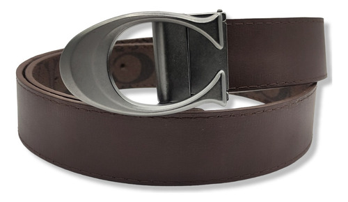 Cinturon Coach Doble Vista Reversible Hombre Mujer Unisex Color Chocolate Diseño De La Tela Hebilla C Talla Xg (130cm)