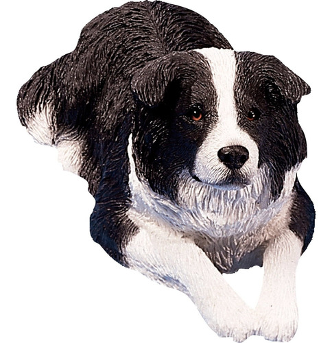 Sandicast Blanco Y Negro Border Collie Escultura