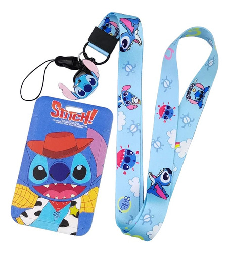 Portacredencial + Lanyard Dibujo Animado Stitch 