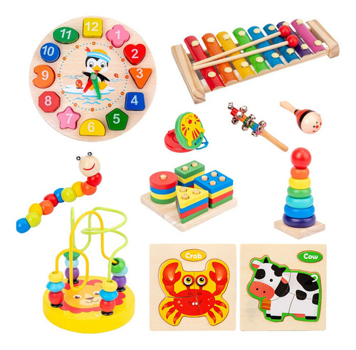 Wan 11pzs Juego Didactico Montessori Tablero Madera