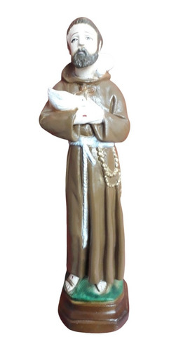 Estatua Imagen San Francisco De Asís En Yeso Pintado A Mano