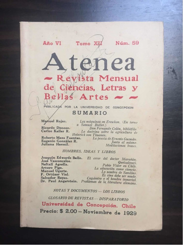 Revista Atenea Número 59 Noviembre 1929