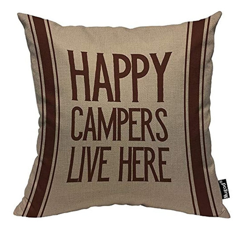 Mugod Happy Campers Live Here Throw Pillow Case Camping Al A