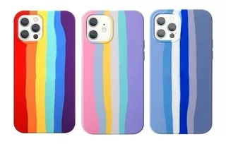 Funda Case Generica P/ iPhone Silicona Arcoiris Pastel Azul