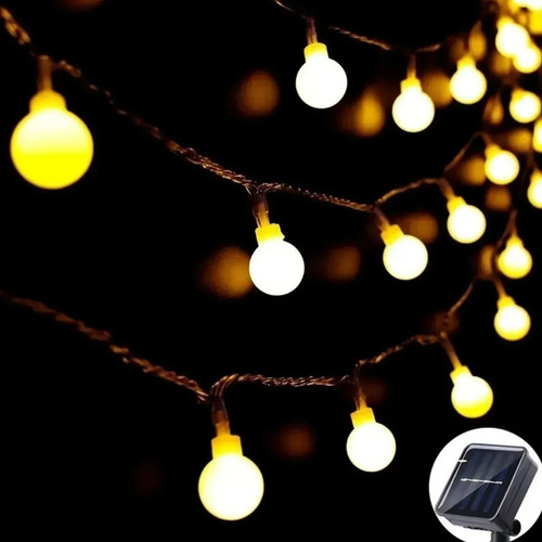 Carga Solar Luces Led De 80 Focos De 15m Para Navidad