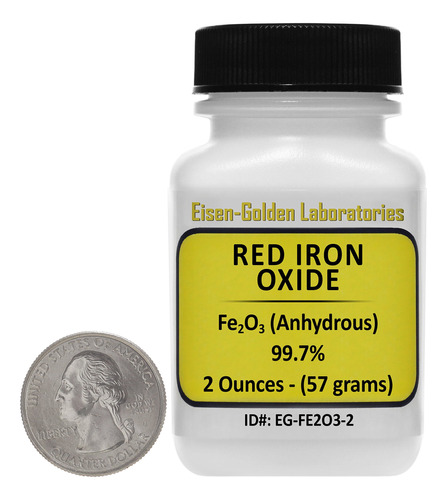 Rojo Oxido Hierro Fe2o3 99,7% Acs 2 Oz Polvo Grado Ahorro Un