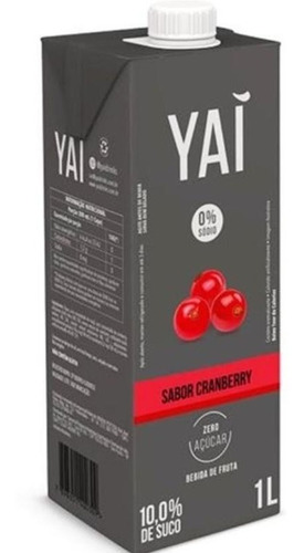 Suco Yai Sabor Cranberry Sem Açúcar 1 Litro - Kit Com 4