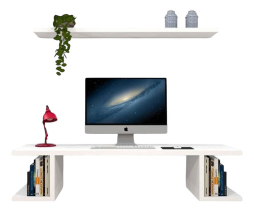 Repisa Flotante Para Laptop Escritorio Blanco