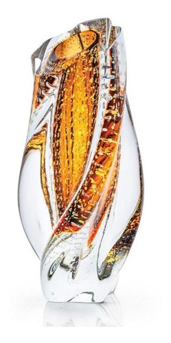 Vaso Cristal Murano Torcido Marrom Po Ouro 24k 34x15cm 12x