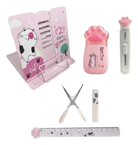 Kit Gatito Atril Corrector Grande Cutter Tijera Regla