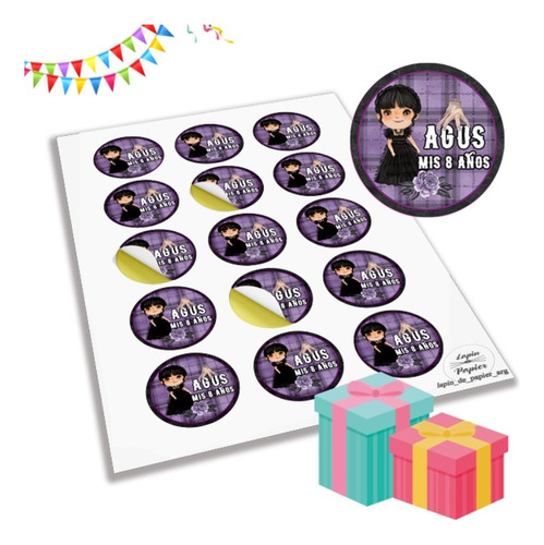 Stickers Circulares 5cm Souvenirs Merlina Addams