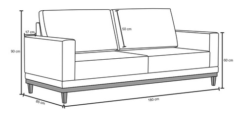 Sofá 180cm 3 Lugares Kayrós D05 Linho Bege - Mpozenato Cor Creme Desenho do tecido Liso