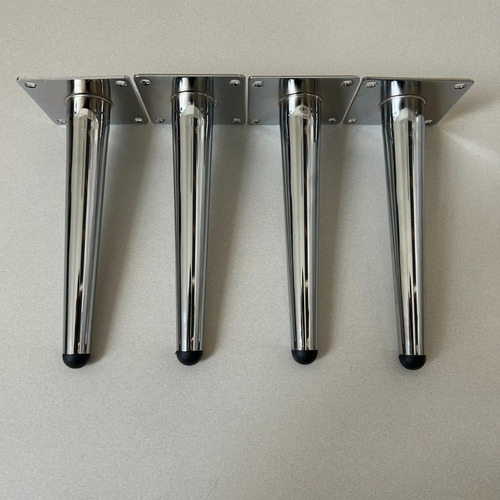 Set 4 Patas Cromadas Rectas De 20 Cm Para Mueble O Sala