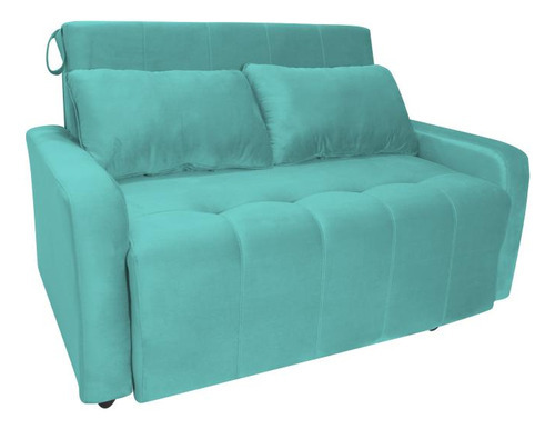 Sofá Cama Para Sala De Estar Amora New Veludo Matrix Cor Verde/água