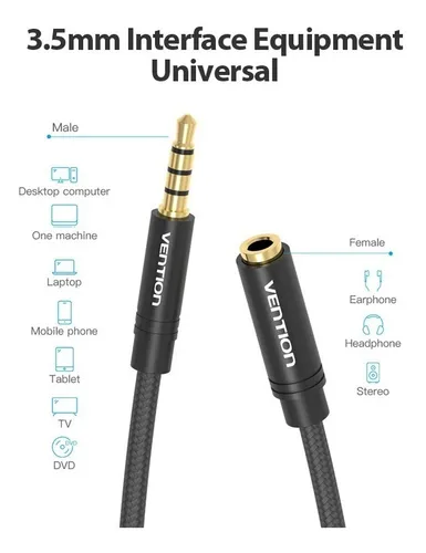 Cable Extension De Audio 3.5 Auricular + Mic Vention Cuotas