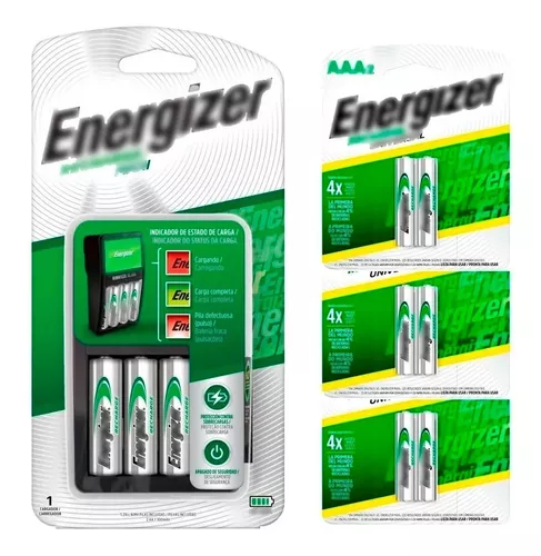 Cargador Energizer Maxi para 4 Pilas AA o AAA + 2 Pilas Recargables AA