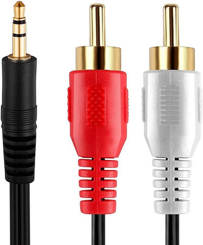 Imagen 1 de 10 de Cable Rca Miniplug Audio Auxiliar Macho 3,5 Mm 1.5 Mts 2x1