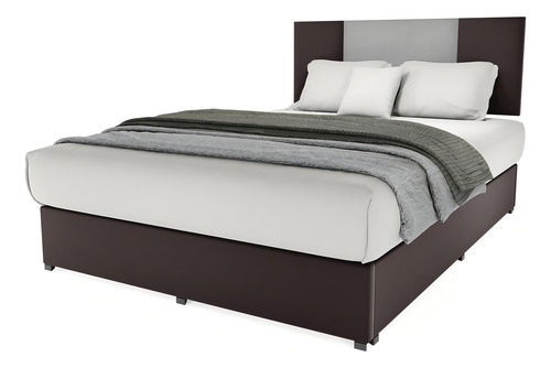 Cama clásica Cima Roma individual color gris fabricada en lino