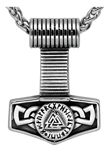 Collar Thor Valknut Vikingo Nórdico Acero Inoxidable Hombre