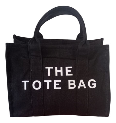 The Tote Bag Cartera Negra Revel Mujer Lona Calidad Premium Negro Lisa Negro
