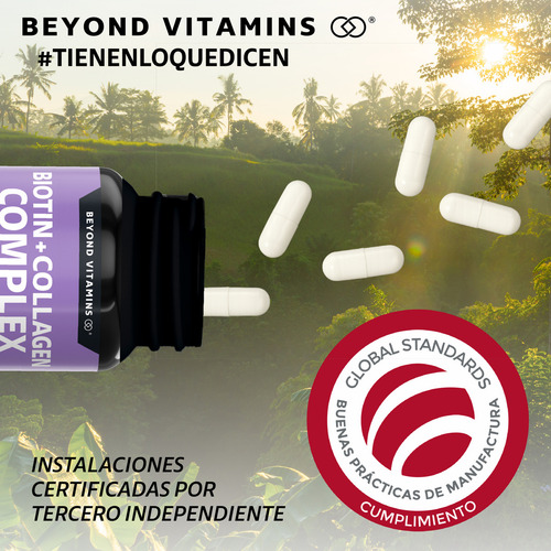 Biotin + Collagen Complex - Contiene Biotina + Colágeno + 15 Ingredientes Y Vitaminas - Colageno Biotina - Multi Collagen Peptides - Vitybell Vitaminas Mujer - Cabello Piel Uñas - 60 Cápsulas Sin Sabor