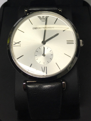 Relógio Original Empório Armani Pulseira Couro Preto Usado