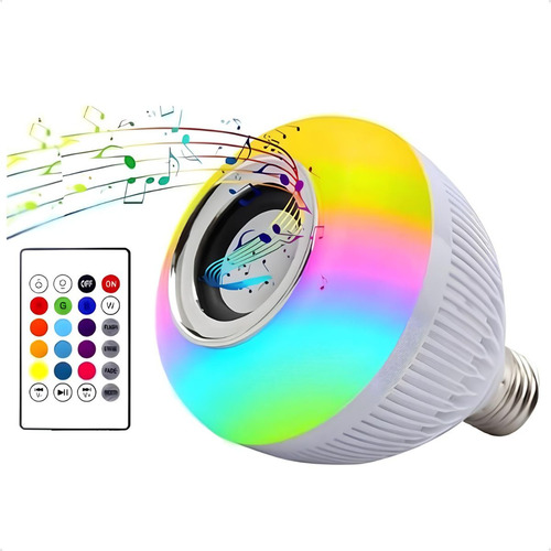 Lampada Luz Led Rgb Bluetooth Caixa Som + Controle Remoto 110V/220V (Bivolt)