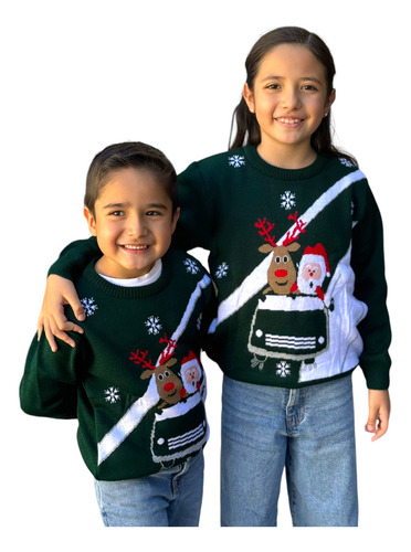 Ugly Sweater / Sueter Navideño Infantil Santa Y Reno