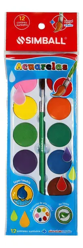 comprar Acuarelas X 12 Colores Con Pincel Simball