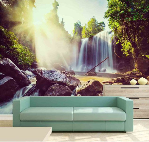 Papel De Parede - Painel Fotográfico Cachoeira 3d 3m² Na 090