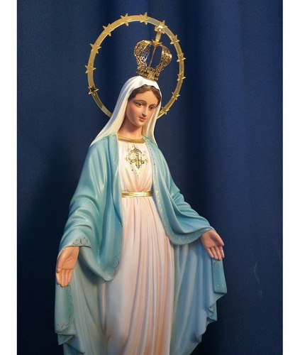 Imagem N Sra Das Graças Coroa 35cm Resina Costalite Marmorez Cor Azul Claro / Branco