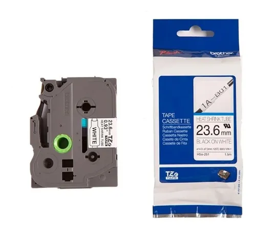 Tubo Termocontraible Brother Hse-251 Negro S/ Blanco 23,6mm