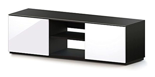 Mueble Para Tv De Madera, Color Negro/blanco, 2 Niveles