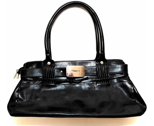 Cartera Blaque Negra De Cuero Mediana Impecable Ideal Office