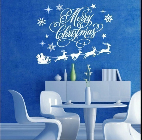 Vinil Decorativo Navidad Santa Trineo Merry Christmas