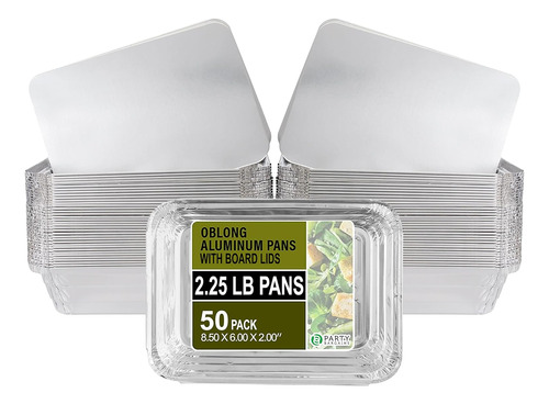 Aluminum Oblong Foil Pan Containers And Board Lids Set,...