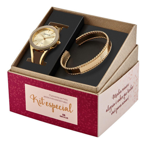 Relógio Seculus Feminino 77150lpskds1k1 Kit Bracelete Love