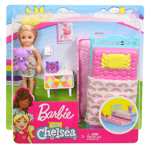 Barbie Conjunto Club Chelsea Loira E Cama Para Dormir Fdb32