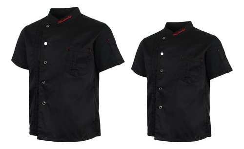 2x Transpirable Hombres Mujeres Chef Abrigo Manga Corta