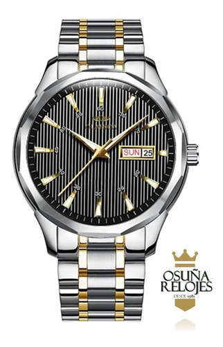 Relógio Masculino Luxo Original Dourado Prata Azul 0853