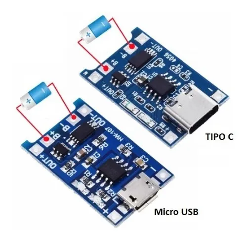 Tp4056 Modulo Usb Cargador Batería Litio 18650 Pack  X 2 Uni