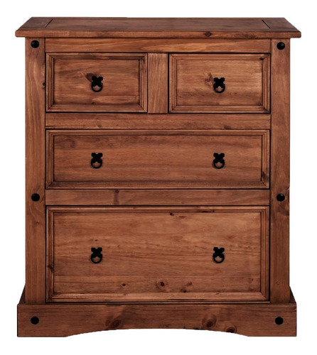 Imagen 1 de 5 de Comoda Cajonera Madera Maciza 4 Cajones Mueble Mexicano LG