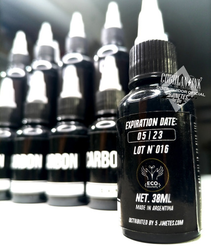 Imagen 6 de 6 de Tinta Tattoo 5 Jinetes Ink Carbon X1 38ml Linea Sombra Relle