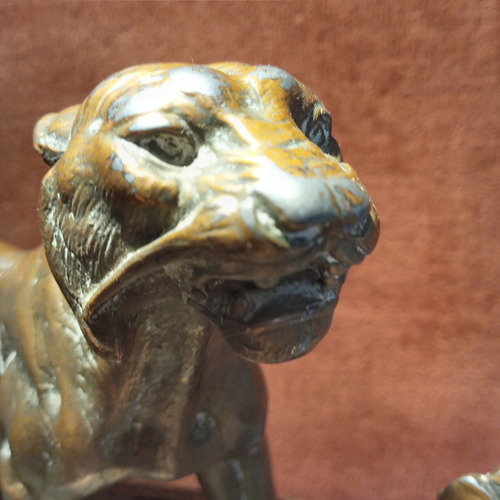 Escribania Antigua Artnouveau Figura Tigre Tintero Estatuill (Usado)